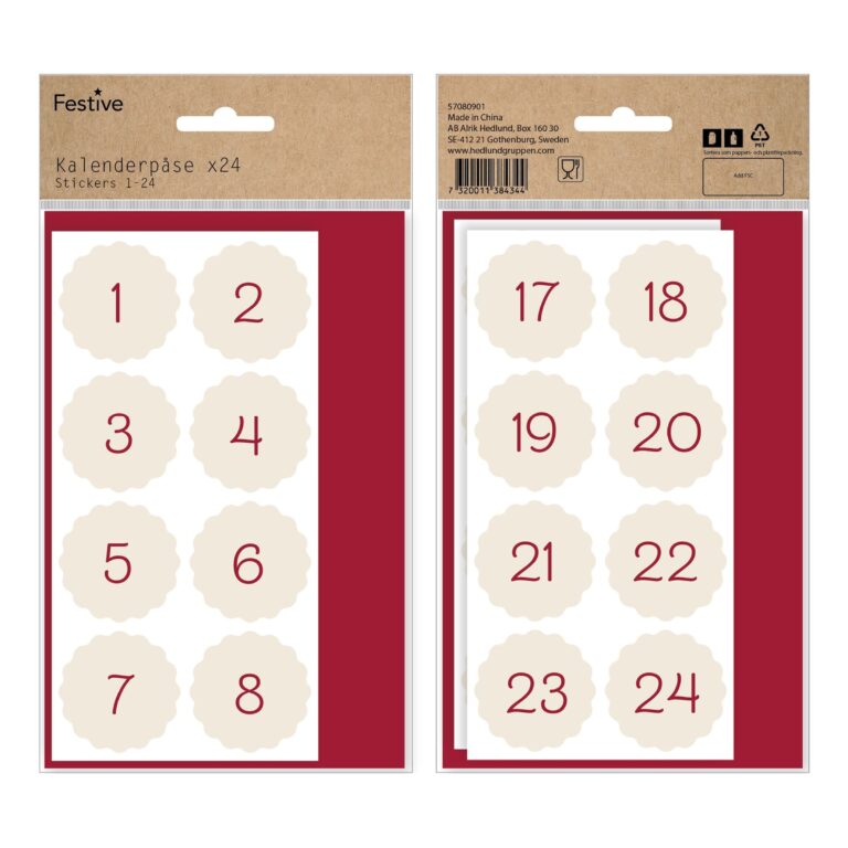 Adventskalender DIY med Stickers Röd - 24-pack