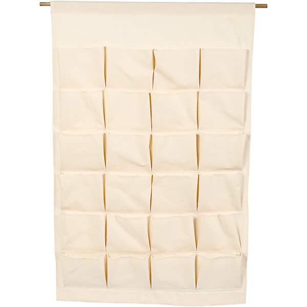 Adventskalender i textil naturfärgad med fickor 93 x 60 cm