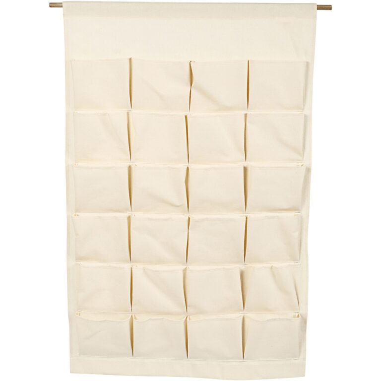 Adventskalender i textil naturfärgad med fickor 93 x 60 cm