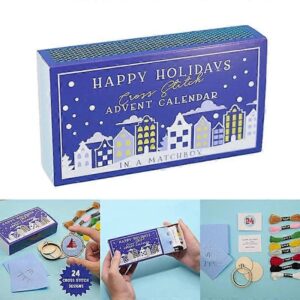 Julbroderi adventskalender, julkalender broderikit 2025, blå