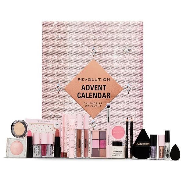 Revolution Beauty 24piece Holiday Beauty Advent Calendar Makeup Gift Set With Lip Gloss Nourishing Lip Masks Brushes Brow Gel Vegan Crueltyfree
