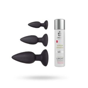 SUSTAINABLE PLEASURE SILICONE BUTTPLUG TRAINER KIT & SWEDE SENSITIVE ANALEASE GLIDMEDEL 120 ML