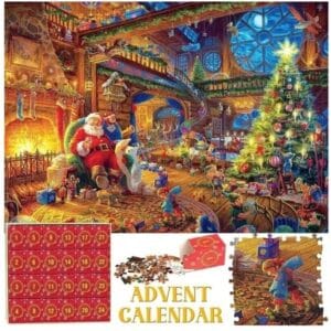 Skickas från Sverige Adventskalender 2025, Santa in armchair 1008 pusselbitar, julkalender pussel