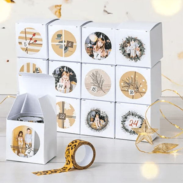 smartphoto DIY Adventskalender Askar med Runt klistermärke - 24 st